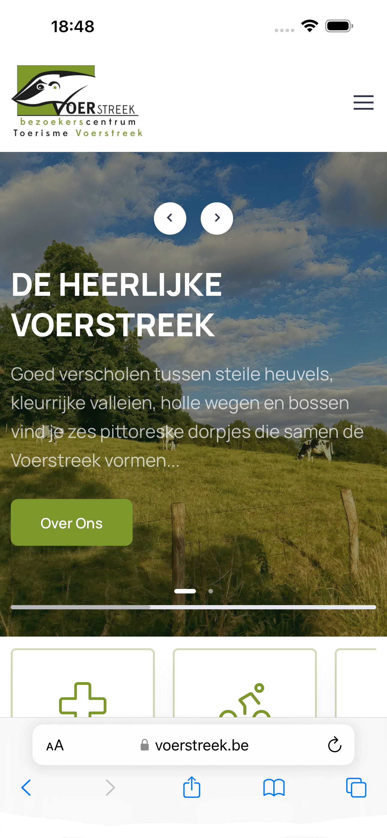 website of the Voerstreek visitor center in Belgium, a customer of AllMediaLab